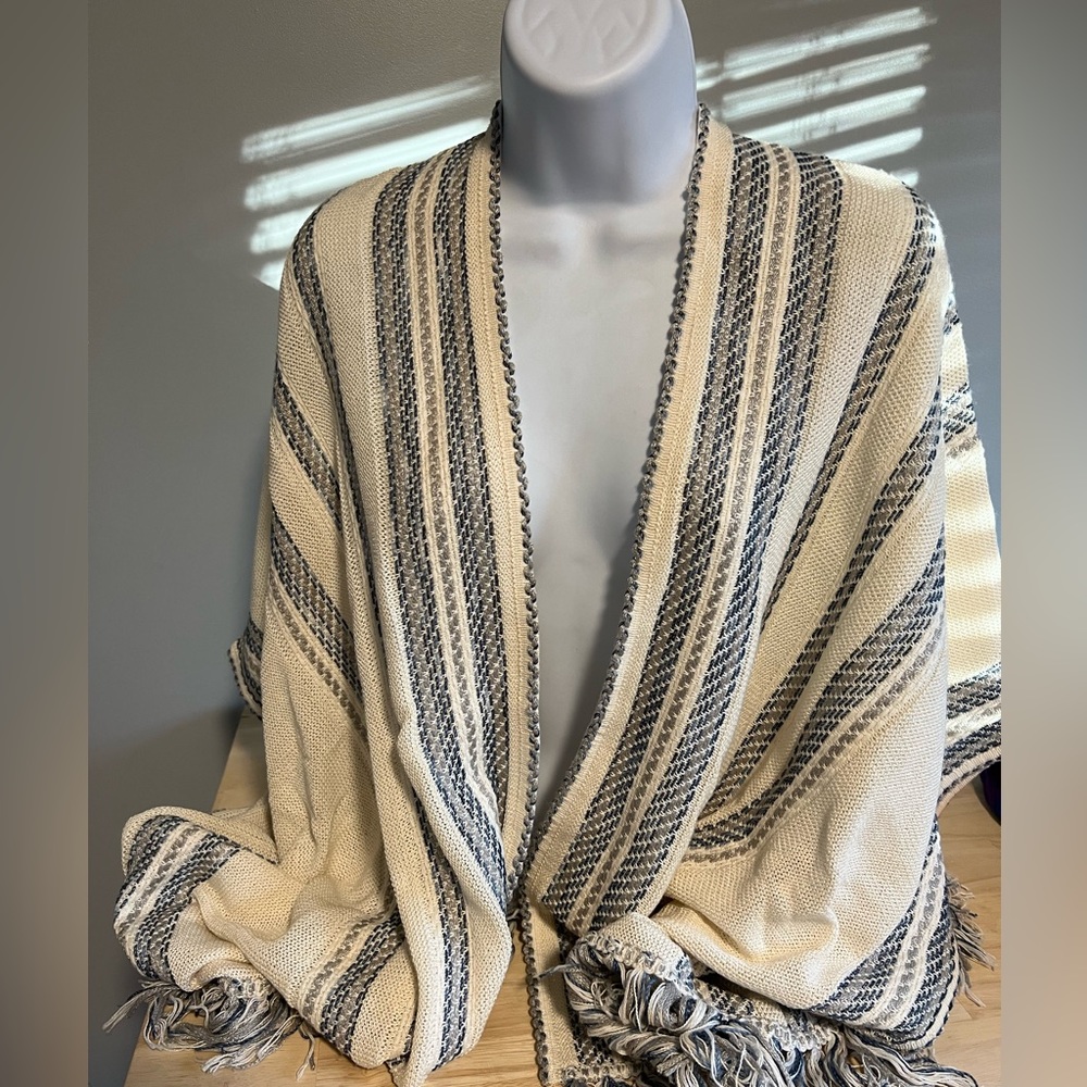 Lucky Brand fringe poncho sweater